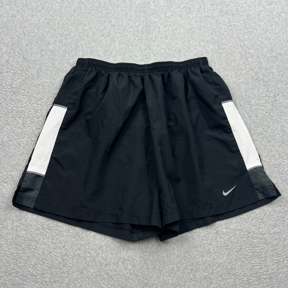 Nike Woven Reflective Running Shorts Mens Large Black 5" Dri-FIT Lined 519706